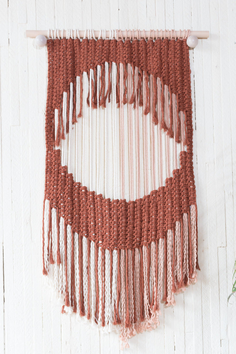 Wood Wall Hanging Macrame  Made Locally by Moon Macrame Modern