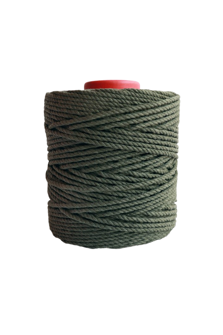 4mm Cotton Cord, 100ft | Fiber Rhythm Craft & Design Army Green