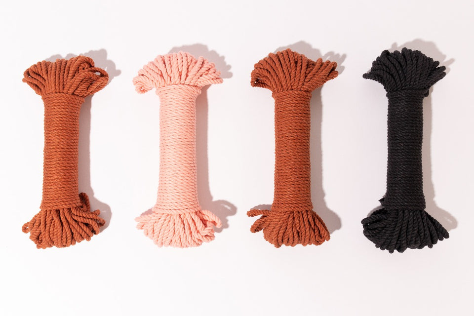 Block Shop Textile Inspired Bundle, Copper, Sherbert, Black bundles of 5mm Cotton Rope
