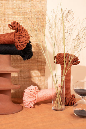 Block Shop Textile Inspired Bundle, Copper, Sherbert, Black bundles of 5mm Cotton Rope
