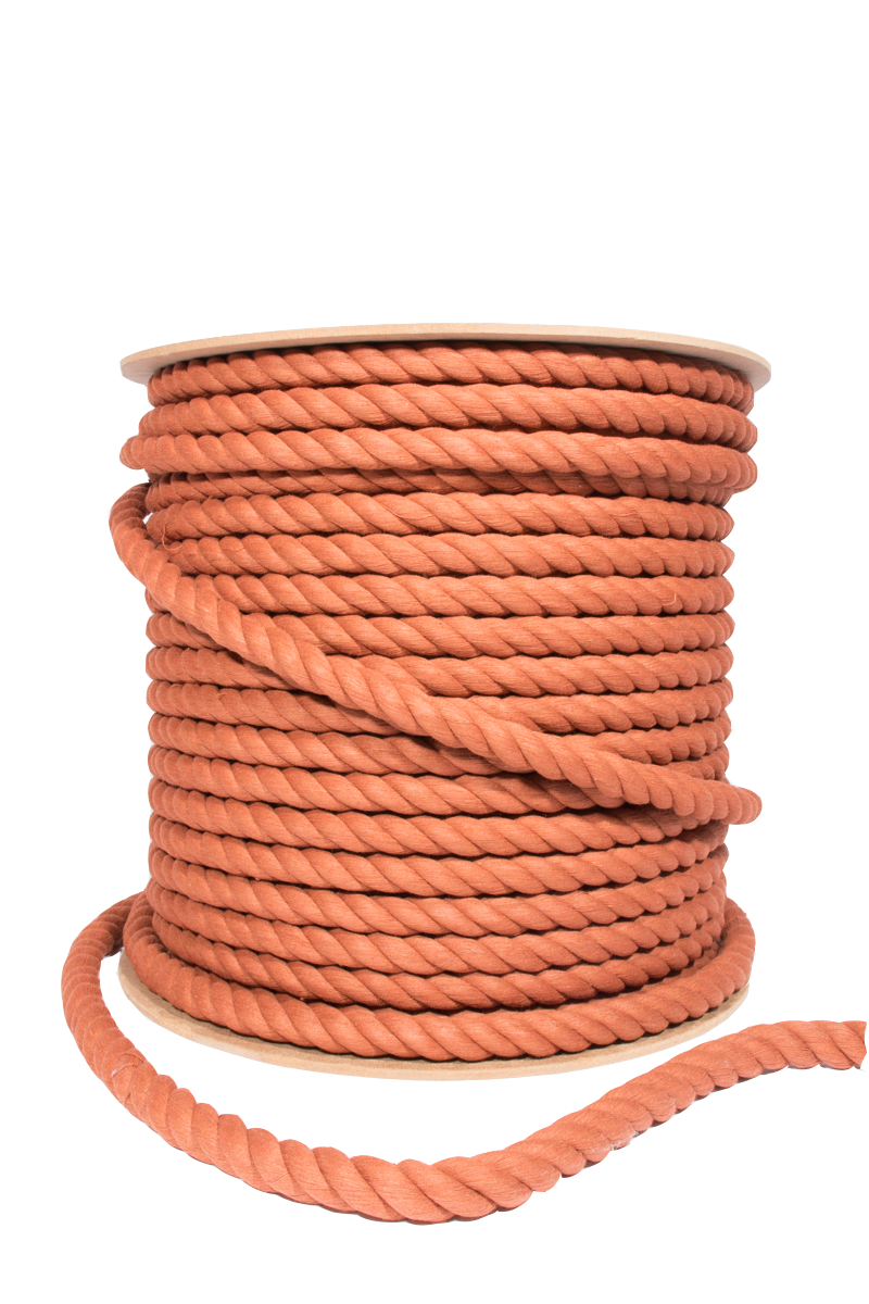 Copper  12 mm thick 3 ply twisted cotton rope