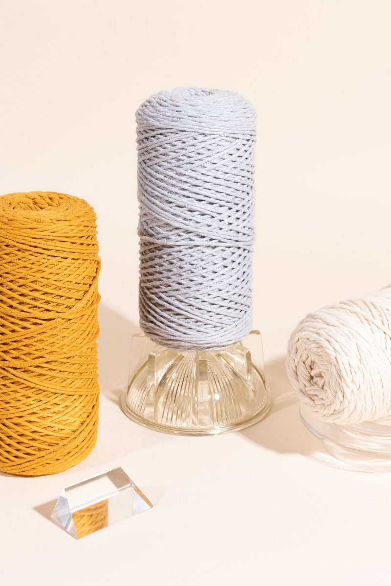 Fiber Pack includes Mustard, Light Gray and Natural 2mm Cotton Cord String