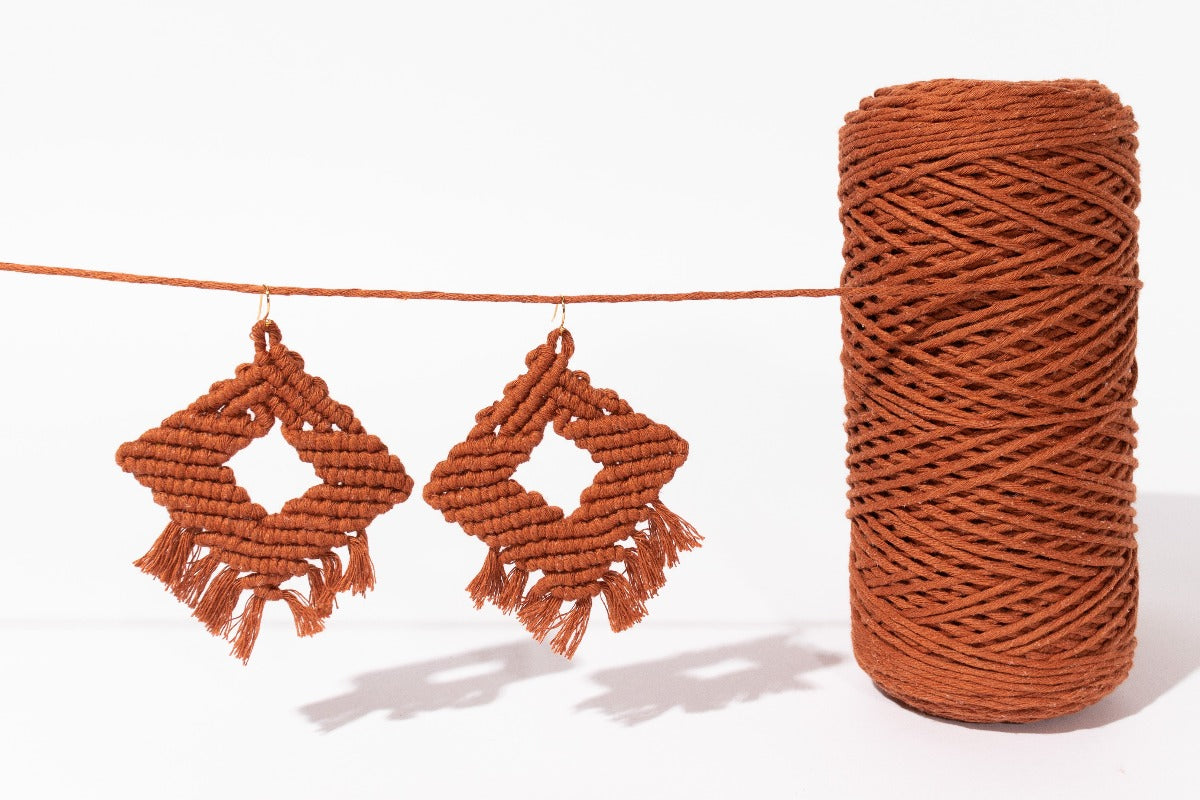 Copper 2mm Cotton String and Copper Athena Earrings