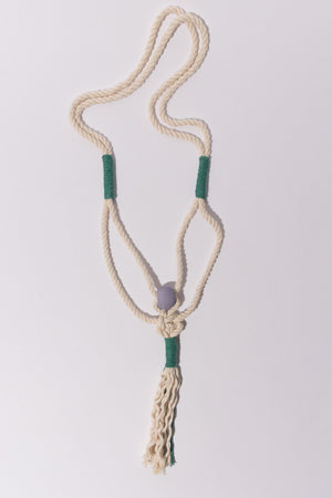 handmade fiber art necklace - lavender and teal