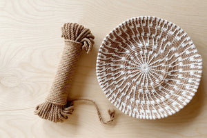 Sunburst Basket using Wheat Rope and Ivory Linen