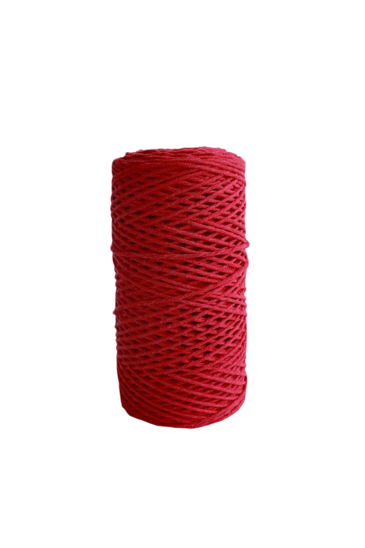 2mm 100% oeko tex certified cotton string or cord - in red