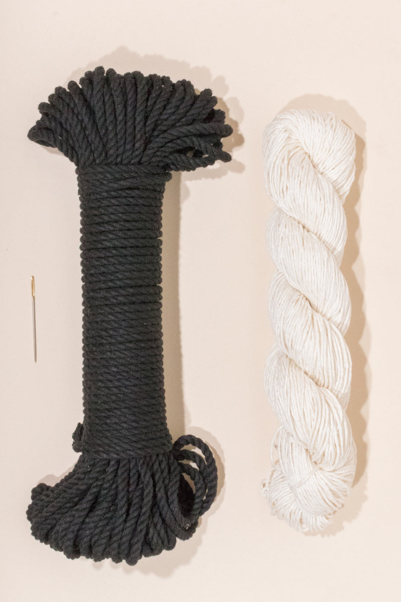 Black cotton rope and linen yarn from Flax and Twine
