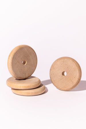 Natural Wood Beads, Large Disc, Set of 4