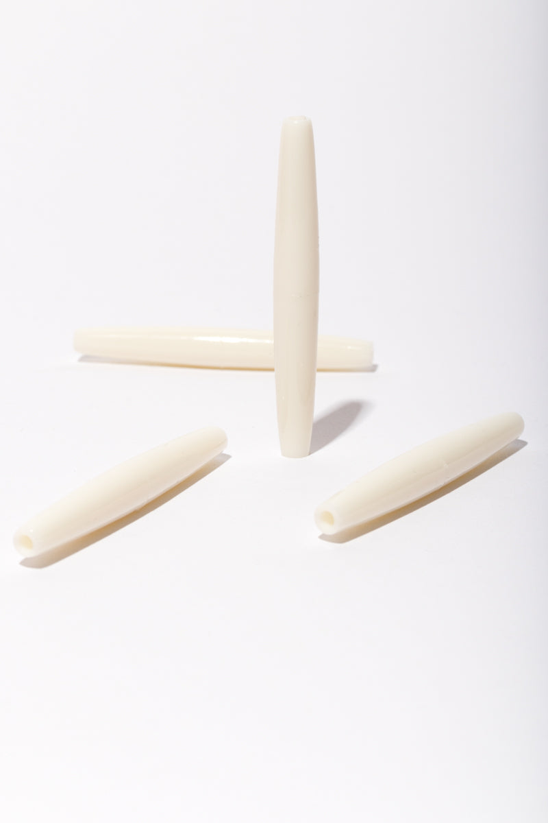 Cream Plastic Tube Beads, set of 4