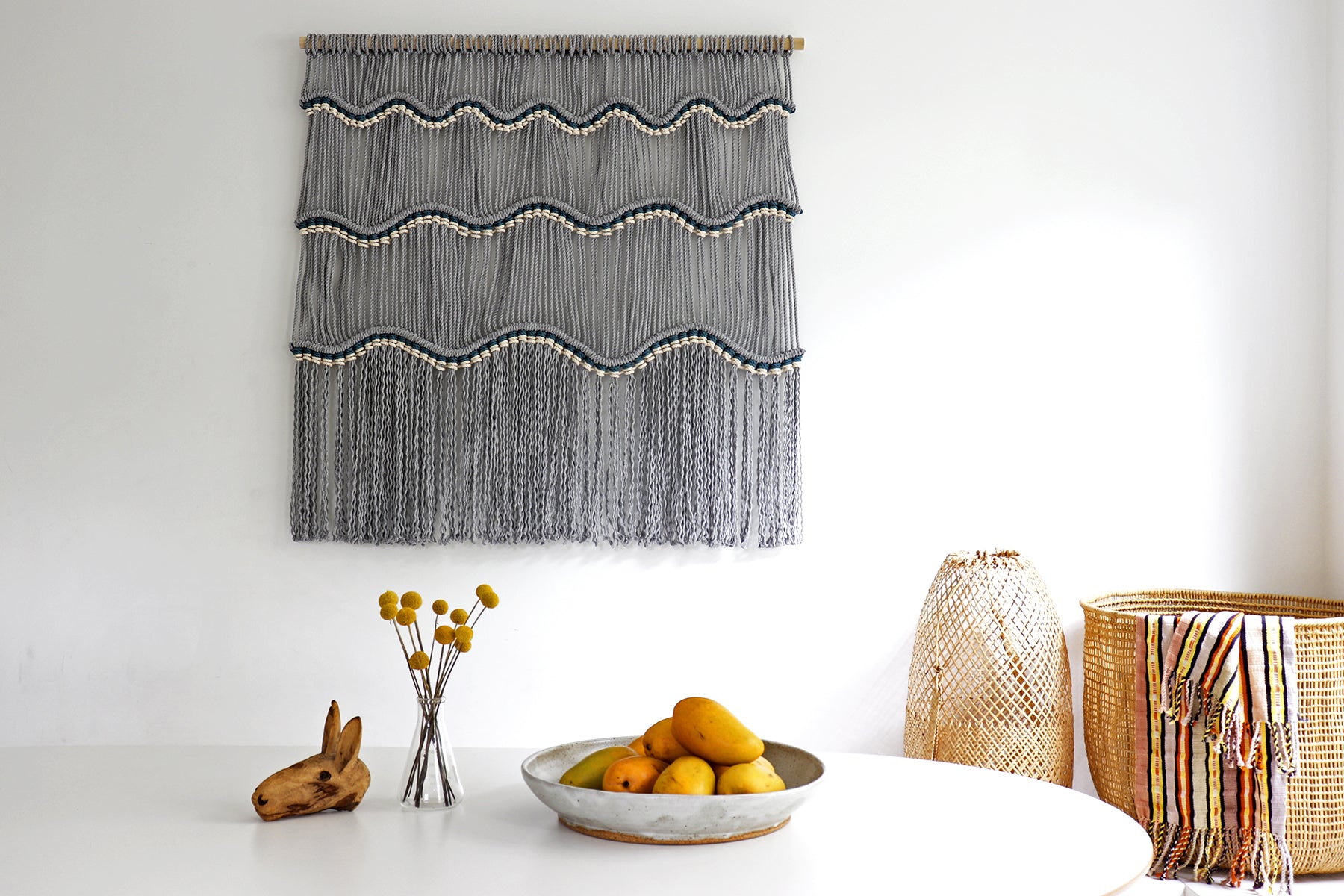 Guatemal Waves Macramé Pattern wall hanging is a fun diy project using 5mm cotton rope and a wooden dowel