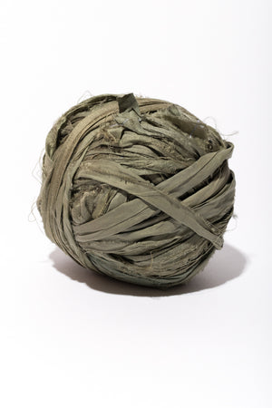 Olive Silk Sari Ribbon Ball