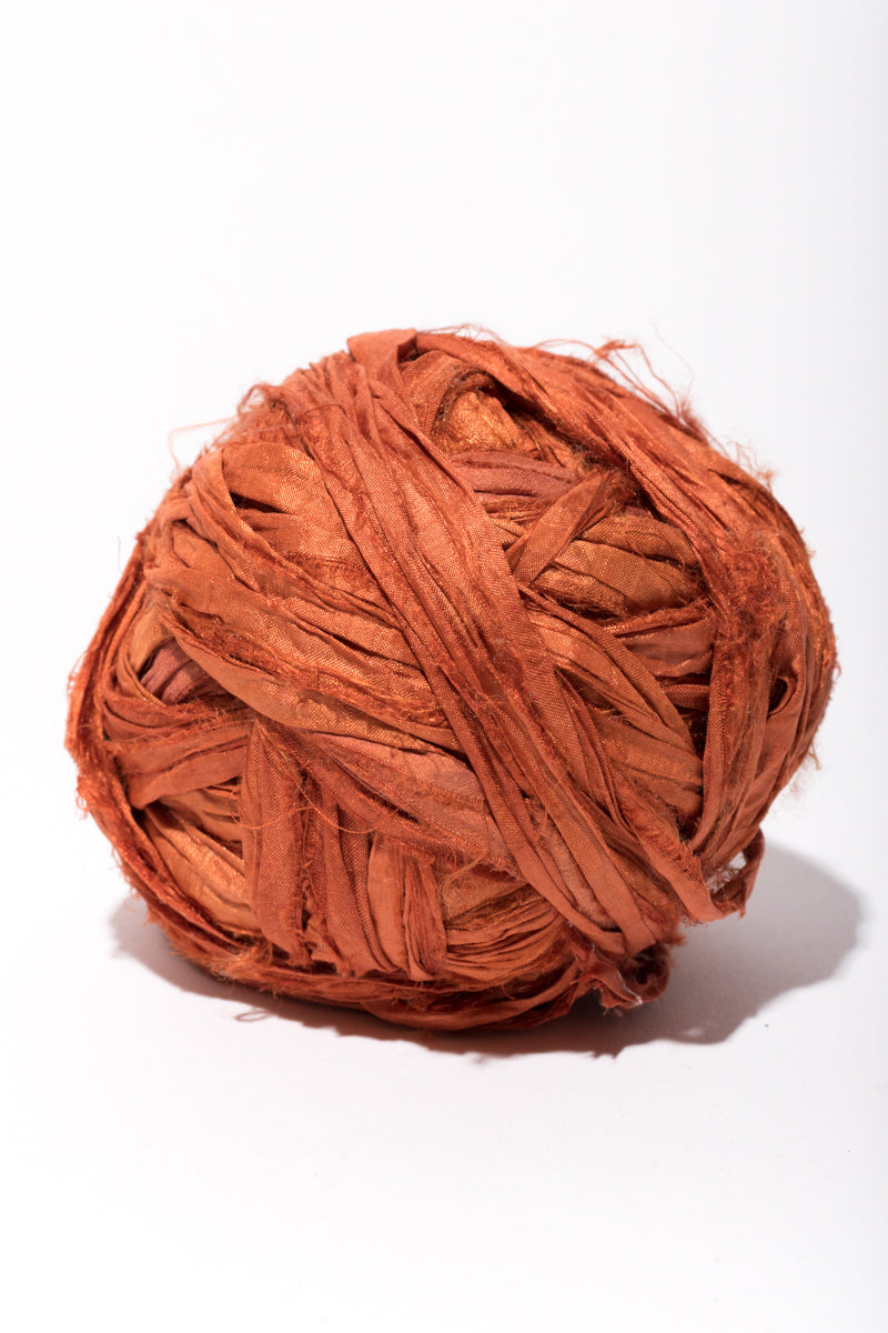 Rust Silk Sari Ribbon Ball