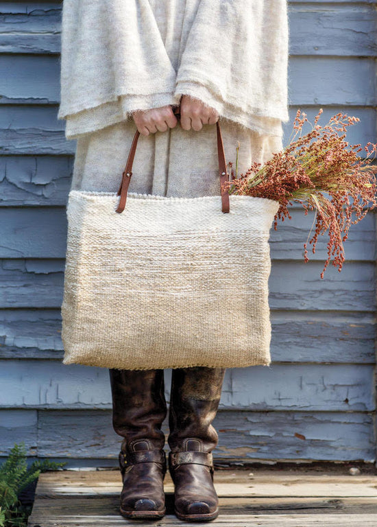 Images from Weaving Within Reach by Anne Weil Handbag project Ecru Daytime Linen