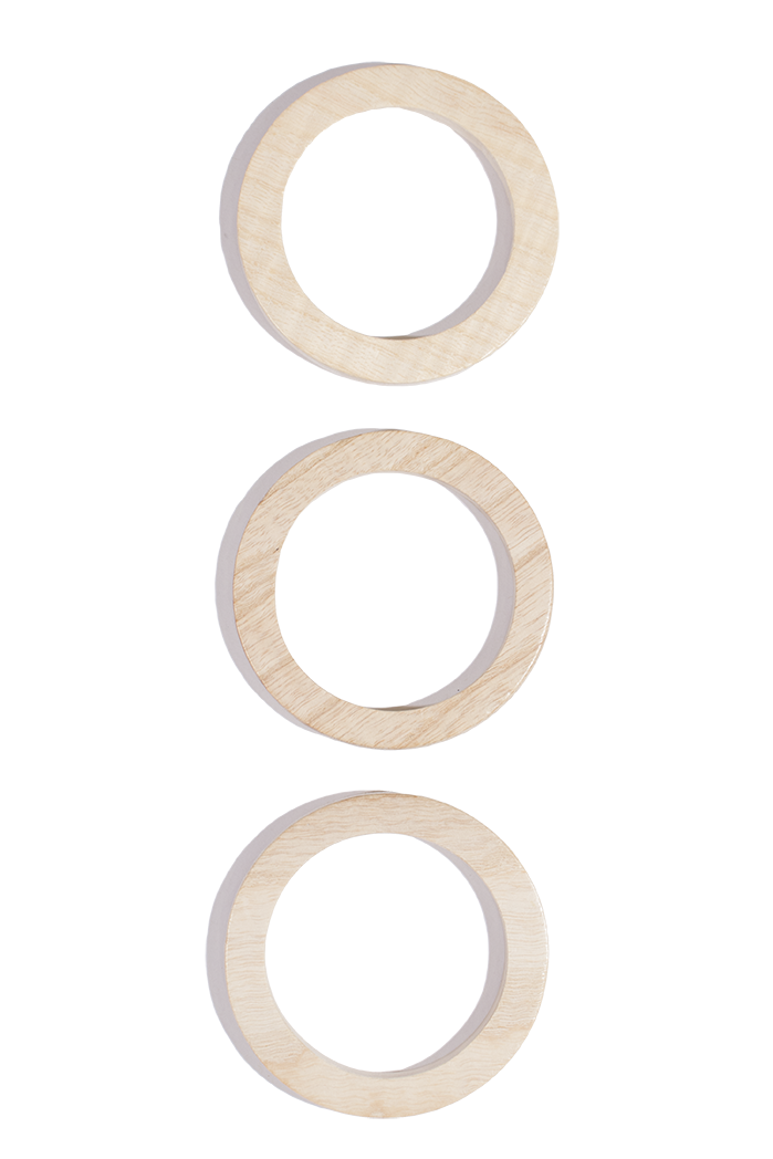 Natural Flat Wood Rings - Large